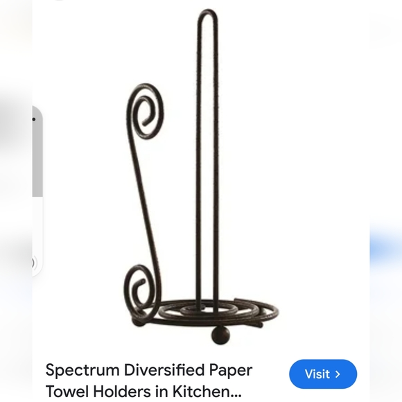 Scroll Paper Towel Holder Black metal 13" tall x 6.5 w - Picture 4 of 6